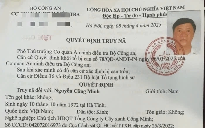 Cơ quan an ninh điều tra ban hành kết luận điều tra vụ án cây xanh Công Minh Cơ quan an ninh điều tra ban hành kết luận điều tra vụ án cây xanh Công Minh