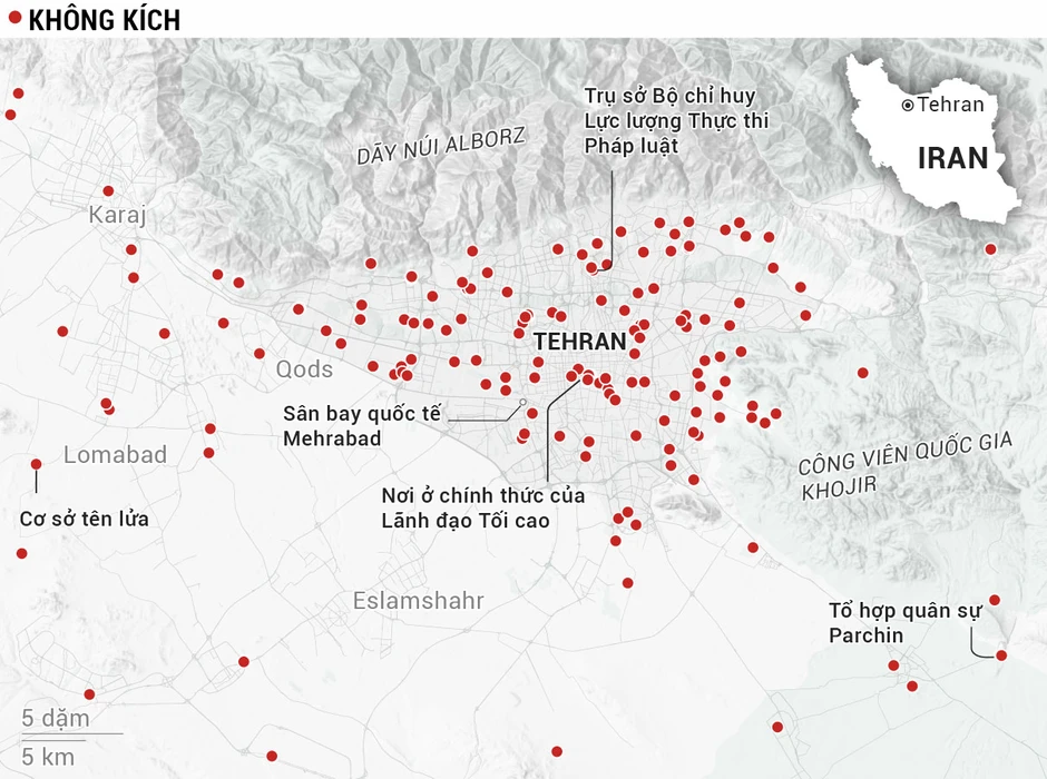 Infographic: Điểm nóng chiến sự khắp Trung Đông trong 10 ngày Mỹ - Israel tấn công Iran Infographic: Điểm nóng chiến sự khắp Trung Đông trong 10 ngày Mỹ - Israel tấn công Iran