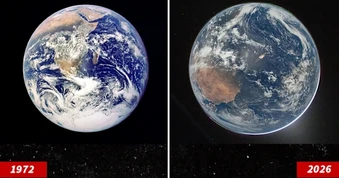 Ảnh chụp Trái Đất từ hai sứ mệnh của NASA cách 54 năm gây nhiều tranh luận
