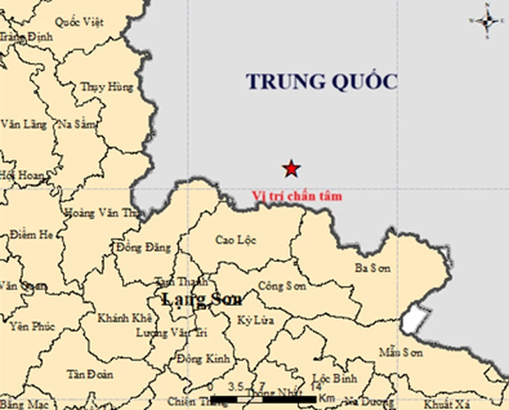 Động đất gần biên giới Việt Trung, Lạng Sơn rung lắc Động đất gần biên giới Việt Trung, Lạng Sơn rung lắc