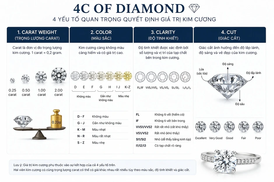 Kim cương được xếp loại thế nào, vì sao có sự bất đồng giữa các cơ sở? Kim cương được xếp loại thế nào, vì sao có sự bất đồng giữa các cơ sở?