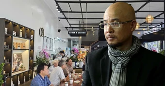Cảnh tượng tại quán cà phê của ông Đặng Lê Nguyên Vũ ở đường Tân Sơn Nhì, TPHCM