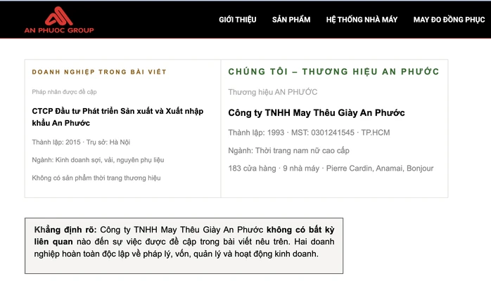 Công ty vừa bị ngân hàng thu giữ tài sản có phải chủ thương hiệu thời trang An Phước? Công ty vừa bị ngân hàng thu giữ tài sản có phải chủ thương hiệu thời trang An Phước?