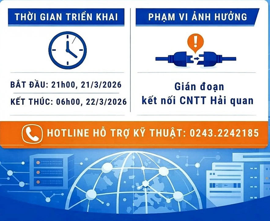 Đêm 21/3, Hải quan bảo trì hệ thống công nghệ thông tin, doanh nghiệp cần lưu ý Đêm 21/3, Hải quan bảo trì hệ thống công nghệ thông tin, doanh nghiệp cần lưu ý