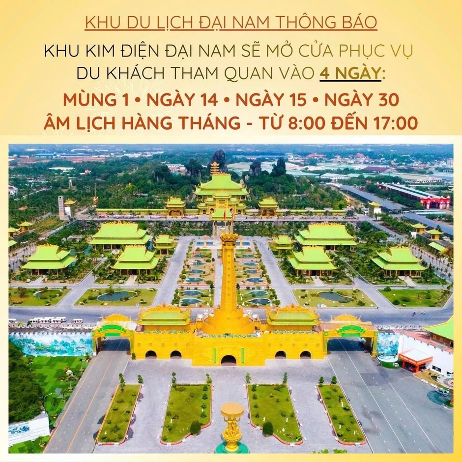 Khu du lịch Đại Nam của bà Nguyễn Phương Hằng thông báo quan trọng tới tất cả khách tham quan