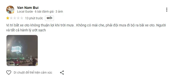 Nội Bài chịu đánh giá 1 sao sau khi đổi điểm đón xe công nghệ Nội Bài chịu đánh giá 1 sao sau khi đổi điểm đón xe công nghệ