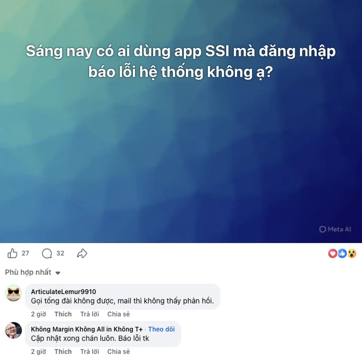 SSI bất ngờ lỗi giao dịch giữa lúc VN-Index vượt đỉnh SSI bất ngờ lỗi giao dịch giữa lúc VN-Index vượt đỉnh