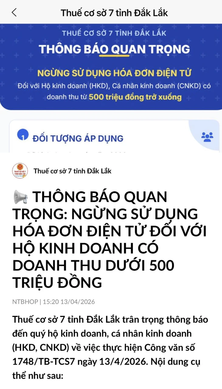 Thuế đồng loạt yêu cầu hộ kinh doanh có doanh thu dưới 500 triệu ngừng sử dụng hóa đơn Thuế đồng loạt yêu cầu hộ kinh doanh có doanh thu dưới 500 triệu ngừng sử dụng hóa đơn