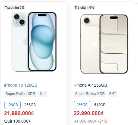Tin được không: iPhone Air giờ đã ngang giá iPhone 15 Tin được không: iPhone Air giờ đã ngang giá iPhone 15