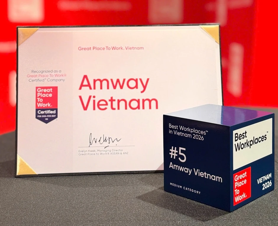 Amway Việt Nam hai năm liên tiếp đứng top nơi làm việc xuất sắc hàng đầu Việt Nam 2026 Amway Việt Nam hai năm liên tiếp đứng top nơi làm việc xuất sắc hàng đầu Việt Nam 2026