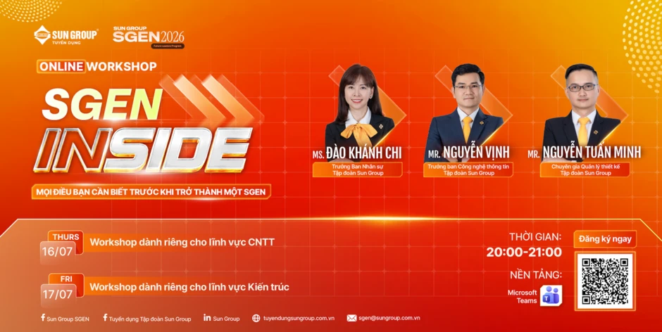 Bứt phá sự nghiệp cùng workshop trực tuyến giải mã chương trình Sun Group SGEN 2026 Bứt phá sự nghiệp cùng workshop trực tuyến giải mã chương trình Sun Group SGEN 2026