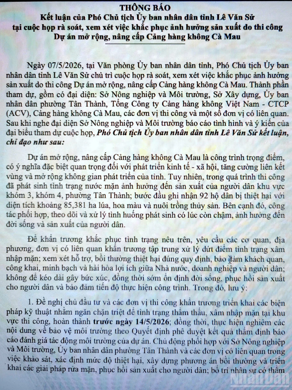 Cà Mau “chốt” mốc thời gian bồi thường vụ cá chết