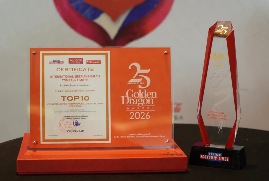 Công ty Siberian Health Quốc tế tiếp tục được vinh danh tại Giải thưởng Rồng Vàng 2026 Công ty Siberian Health Quốc tế tiếp tục được vinh danh tại Giải thưởng Rồng Vàng 2026