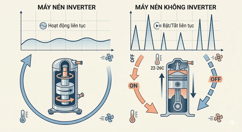 Điều hòa Inverter tiết kiệm điện hơn bao nhiêu %?