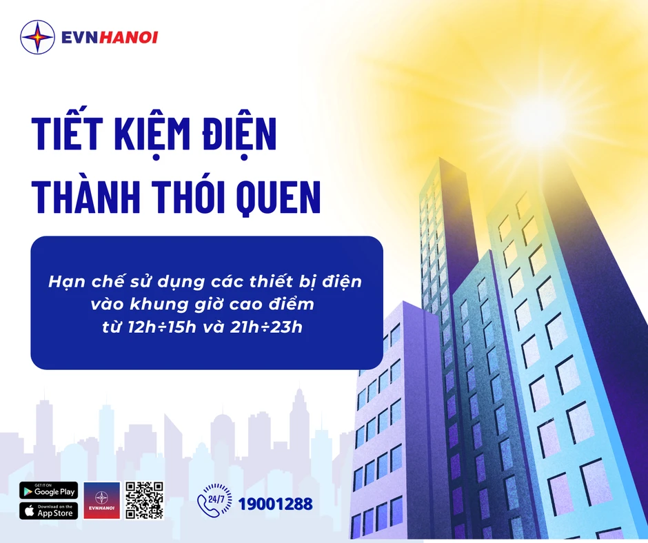 EVNHANOI khuyến nghị sử dụng điện thông minh, tiết kiệm và giảm tải hệ thống điện EVNHANOI khuyến nghị sử dụng điện thông minh, tiết kiệm và giảm tải hệ thống điện