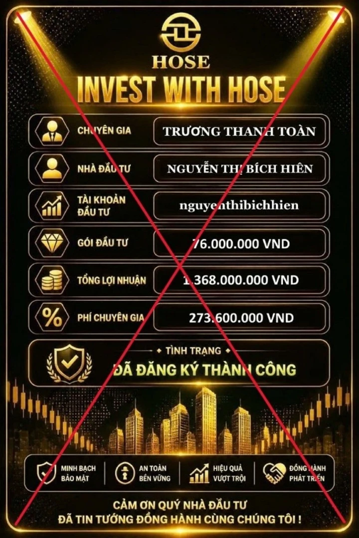 HOSE cảnh báo chiêu giả mạo logo, làm giả chữ ký lãnh đạo để lừa nhà đầu tư HOSE cảnh báo chiêu giả mạo logo, làm giả chữ ký lãnh đạo để lừa nhà đầu tư