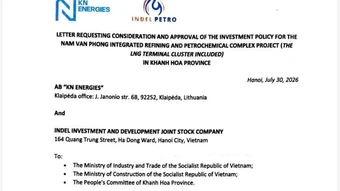 Kiến nghị sớm chấp thuận chủ trương đầu tư dự án Tổ hợp lọc hóa dầu Nam Vân Phong