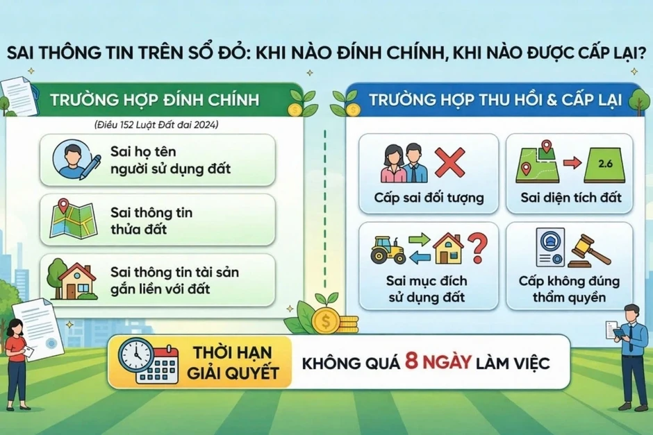 Sai thông tin trên sổ đỏ có phải đính chính ngay không? Sai thông tin trên sổ đỏ có phải đính chính ngay không?