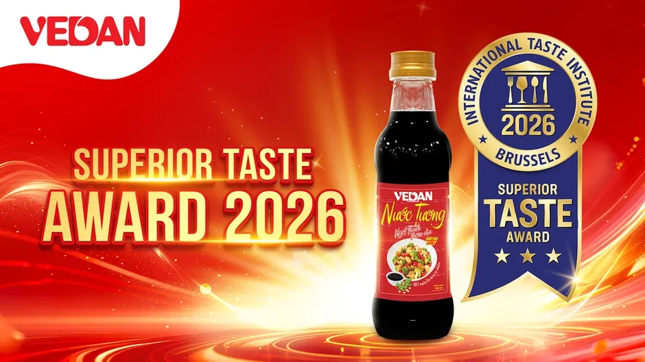 Sản phẩm nước tương Vedan Việt Nam đạt chứng nhận ‘Vị ngon thượng hạng 2026’ Sản phẩm nước tương Vedan Việt Nam đạt chứng nhận ‘Vị ngon thượng hạng 2026’