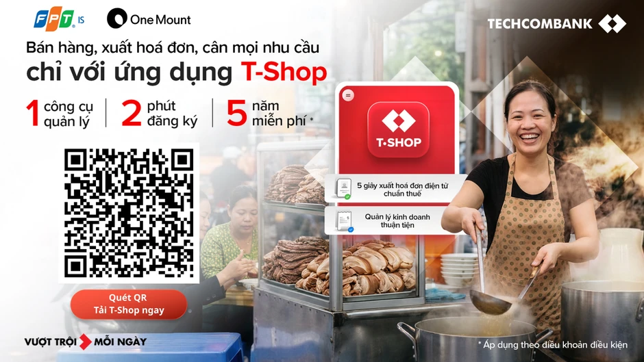 Techcombank ra mắt ứng dụng T-Shop giúp hộ kinh doanh quản lý bán hàng vượt trội: 2 phút đăng ký, 5 năm miễn phí Techcombank ra mắt ứng dụng T-Shop giúp hộ kinh doanh quản lý bán hàng vượt trội: 2 phút đăng ký, 5 năm miễn phí