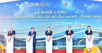 Thủ tướng Lê Minh Hưng dự Lễ khởi công Dự án Tuyến đường sắt tốc độ cao Hà Nội-Quảng Ninh