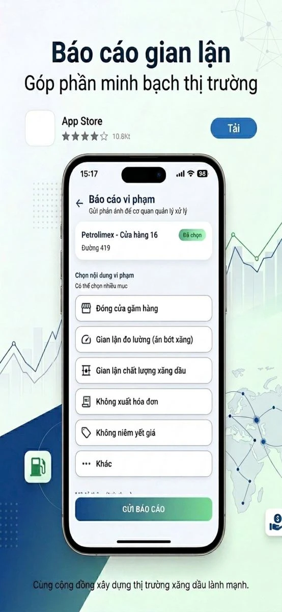 Tìm kiếm cây xăng, báo cáo gian lận bằng app 'Quanh tôi' từ 1/6 Tìm kiếm cây xăng, báo cáo gian lận bằng app 'Quanh tôi' từ 1/6