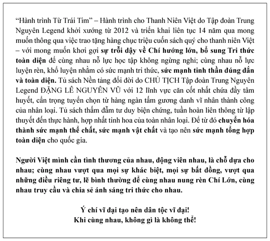 Trung Nguyên Legend tiếp tục triển khai ‘Hành trình Từ Trái Tim’-Hành trình cho thanh niên Việt Trung Nguyên Legend tiếp tục triển khai ‘Hành trình Từ Trái Tim’-Hành trình cho thanh niên Việt