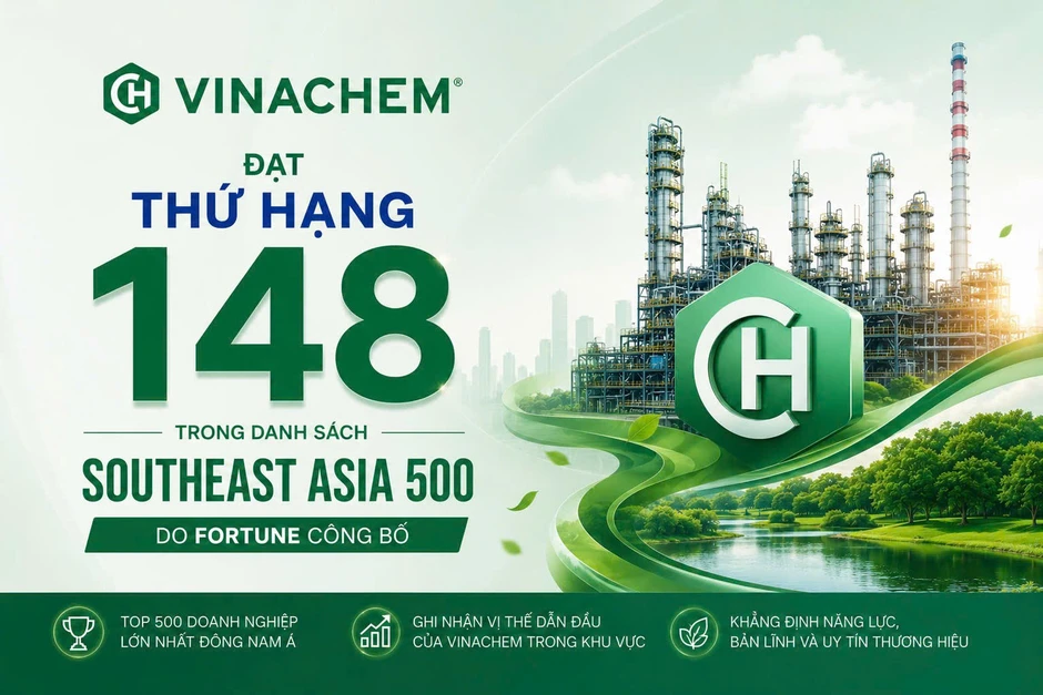 Vinachem được vinh danh Top 500 doanh nghiệp hàng đầu Đông Nam Á năm 2026 Vinachem được vinh danh Top 500 doanh nghiệp hàng đầu Đông Nam Á năm 2026