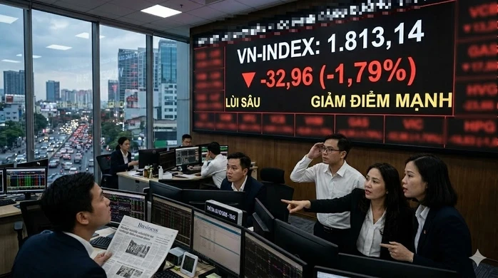 VN-Index lại rơi tự do gần 33 điểm