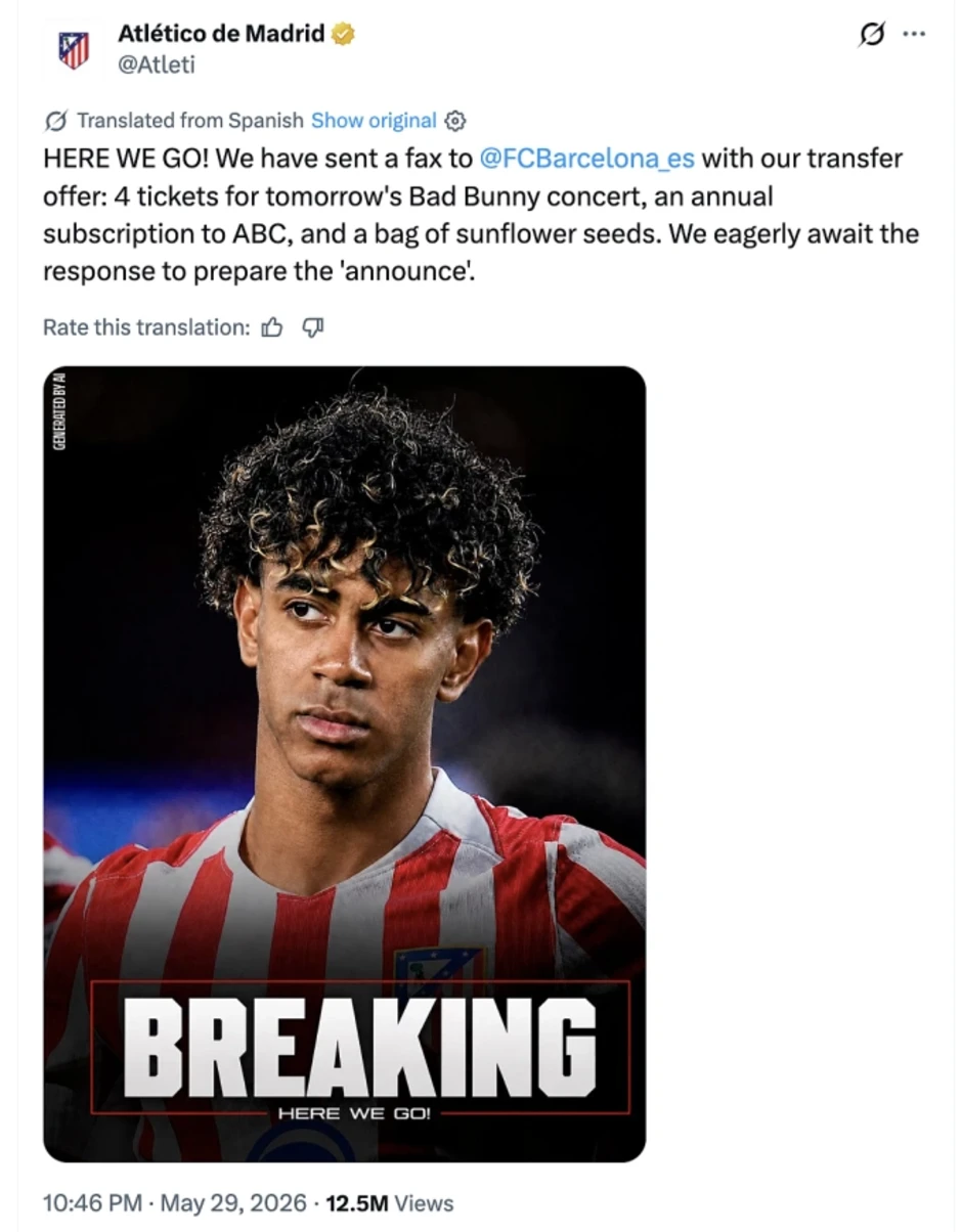 Atletico hỏi mua Yamal bằng một gói hướng dương Atletico hỏi mua Yamal bằng một gói hướng dương