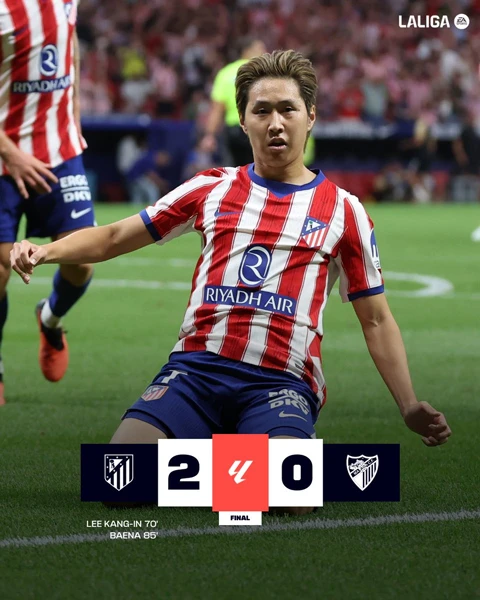Kết quả Atletico Madrid 2-0 Malaga: Tân binh Lee Kang-in hóa người hùng Kết quả Atletico Madrid 2-0 Malaga: Tân binh Lee Kang-in hóa người hùng