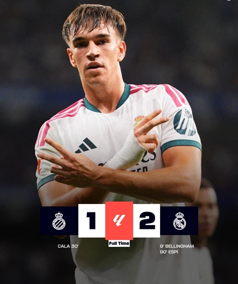 Kết quả Espanyol 1-2 Real Madrid: Los Blancos đoạt 3 điểm kịch tính Kết quả Espanyol 1-2 Real Madrid: Los Blancos đoạt 3 điểm kịch tính