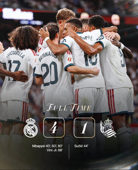 Kết quả Real Madrid 2-1 Sociedad: Los Blancos thắng trận thứ 2 liên tiếp Kết quả Real Madrid 2-1 Sociedad: Los Blancos thắng trận thứ 2 liên tiếp