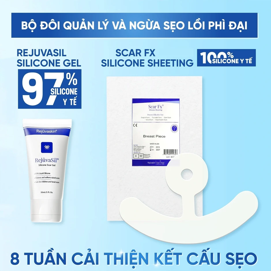 Phẫu thuật treo sa trễ dùng miếng dán silicone nào để da phẳng như chưa dao kéo?