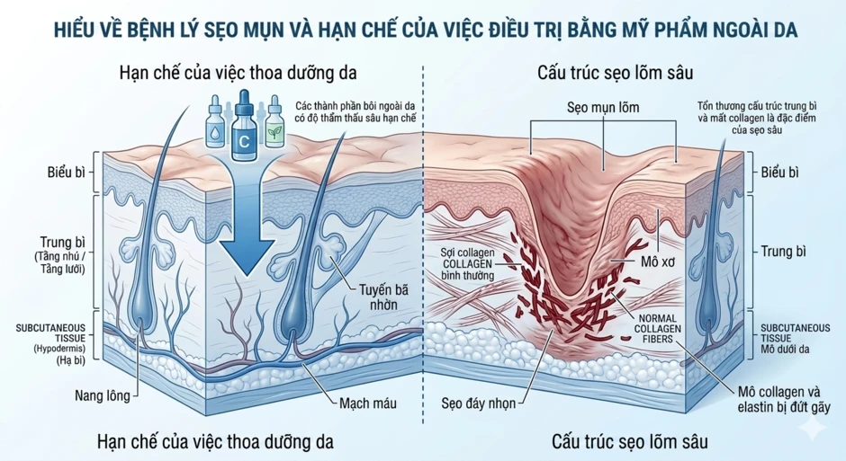 Vì sao trị sẹo rỗ mãi không khỏi? 90% người đang mắc sai lầm nghiêm trọng Vì sao trị sẹo rỗ mãi không khỏi? 90% người đang mắc sai lầm nghiêm trọng