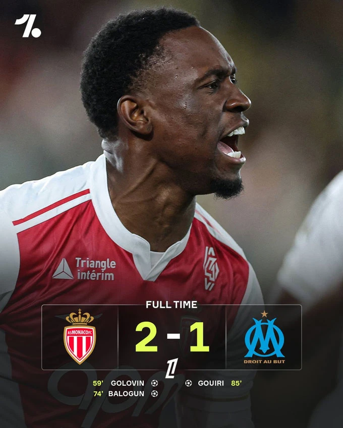 Hạ gục Marseille, Monaco thắng 7 trận liên tiếp để áp sát top 3 Ligue 1