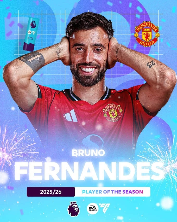 Bruno Fernandes nhận giải Cầu thủ xuất sắc nhất giải Ngoại hạng Anh Bruno Fernandes nhận giải Cầu thủ xuất sắc nhất giải Ngoại hạng Anh