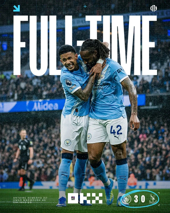 Kết quả Man City 3-0 Palace: Tái lập cách biệt 2 điểm với Arsenal Kết quả Man City 3-0 Palace: Tái lập cách biệt 2 điểm với Arsenal
