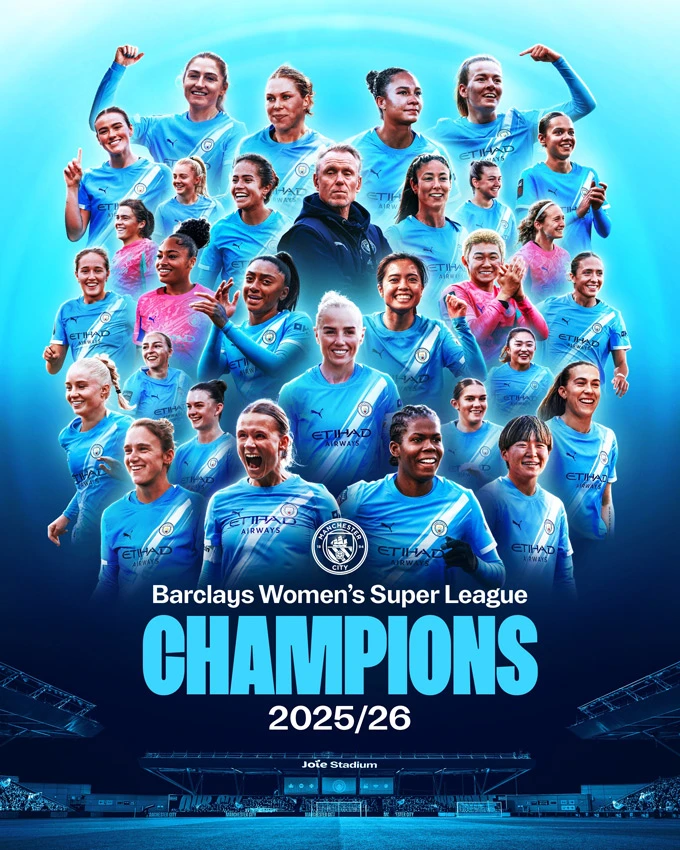 Man City vô địch Premier League nữ sau cú sảy chân của Arsenal Man City vô địch Premier League nữ sau cú sảy chân của Arsenal
