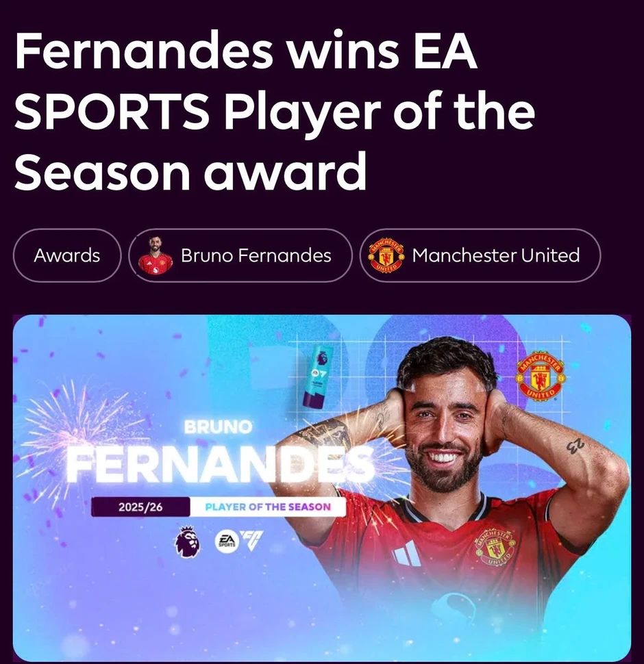 Premier League công bố Fernandes hay nhất mùa Premier League công bố Fernandes hay nhất mùa