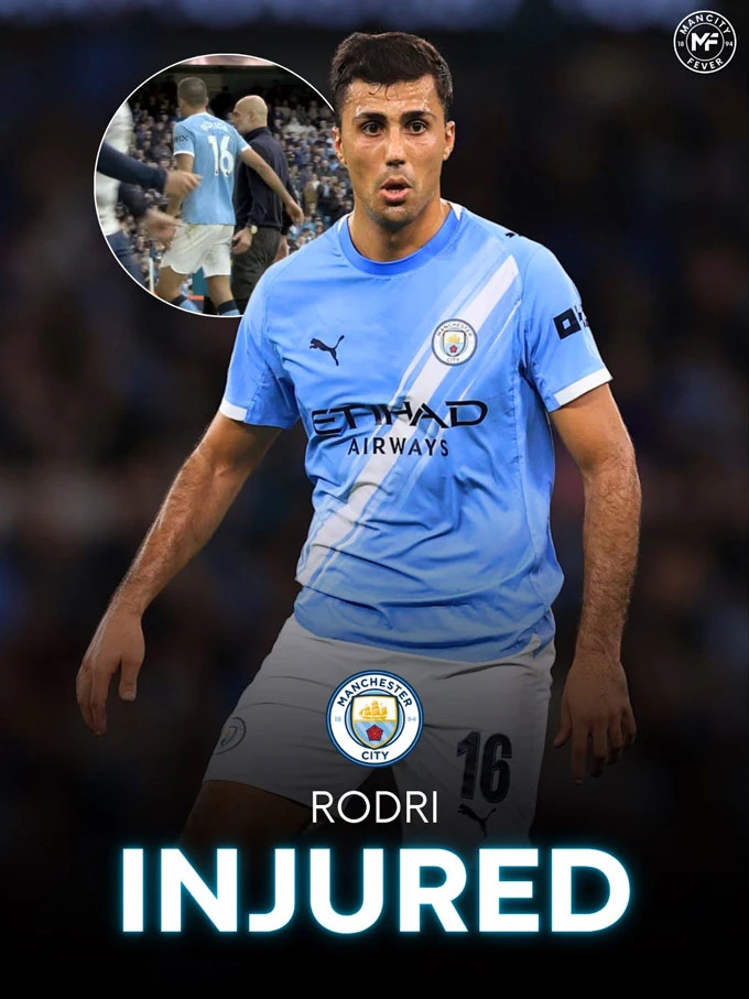 Rodri chấn thương ở trận Man City thắng Arsenal Rodri chấn thương ở trận Man City thắng Arsenal