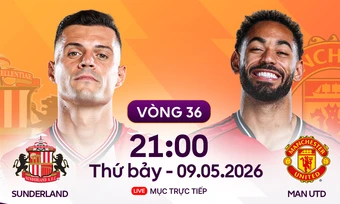 Trực tiếp bóng đá Sunderland 0-0 Man Utd, vòng 36 Ngoại Hạng Anh ngày 9/5