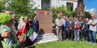 Dâng hoa tưởng nhớ Bác tại đại lộ mang tên Người ở Algeria