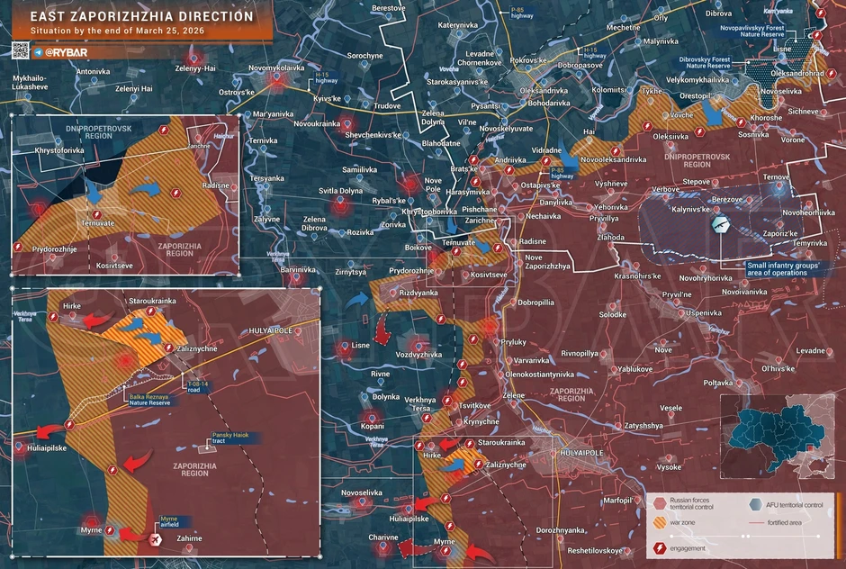 Chiến sự Ukraine 26/3: Gió đổi chiều tại Zaporizhia, Ukraine phản công quá mạnh, Nga bung chốt ở một số nơi - Tình hình nguy ngập với Nga