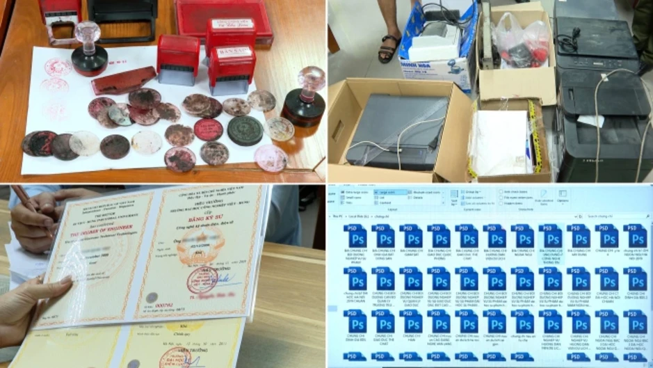 Băng làm giả bằng cấp, tài liệu của hơn 100 trường bị bắt Băng làm giả bằng cấp, tài liệu của hơn 100 trường bị bắt