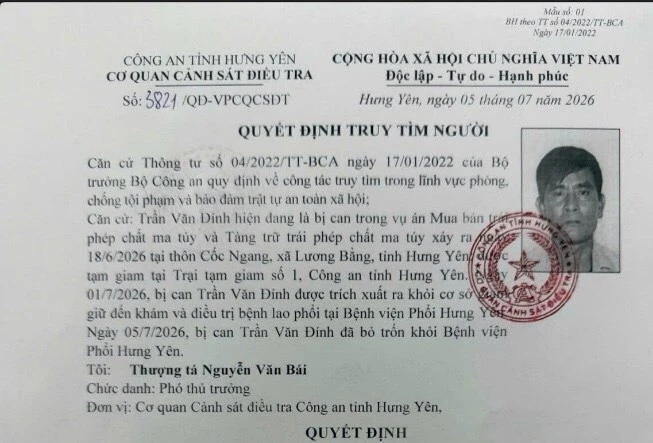Bị can vụ án ma túy trốn khỏi bệnh viện khi đang điều trị Bị can vụ án ma túy trốn khỏi bệnh viện khi đang điều trị