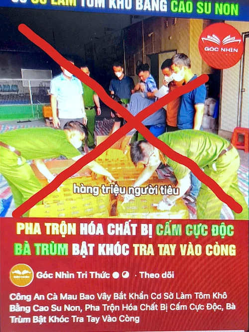 Cà Mau hỏa tốc chỉ đạo xử lý nghiêm tin giả về “tôm khô làm bằng cao su” Cà Mau hỏa tốc chỉ đạo xử lý nghiêm tin giả về “tôm khô làm bằng cao su”