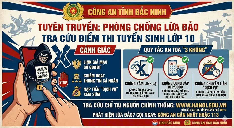 Cảnh báo thủ đoạn lừa đảo tra cứu điểm thi vào lớp 10 Cảnh báo thủ đoạn lừa đảo tra cứu điểm thi vào lớp 10