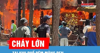 Cháy lớn khu phố đêm Măng Đen, nhiều gian hàng thiệt hại