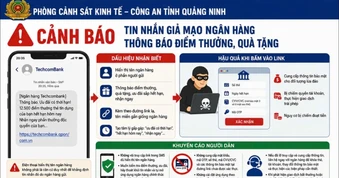 Công an Quảng Ninh cảnh báo tin nhắn giả mạo ngân hàng